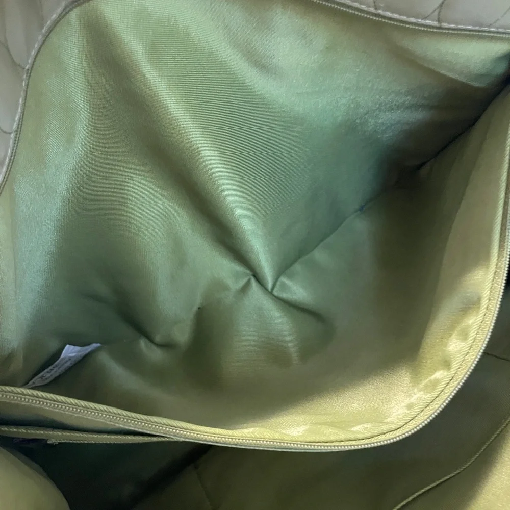 Chelsey Henry Quilted Laptop Tote Bag – Green with Brown Trim | Like new